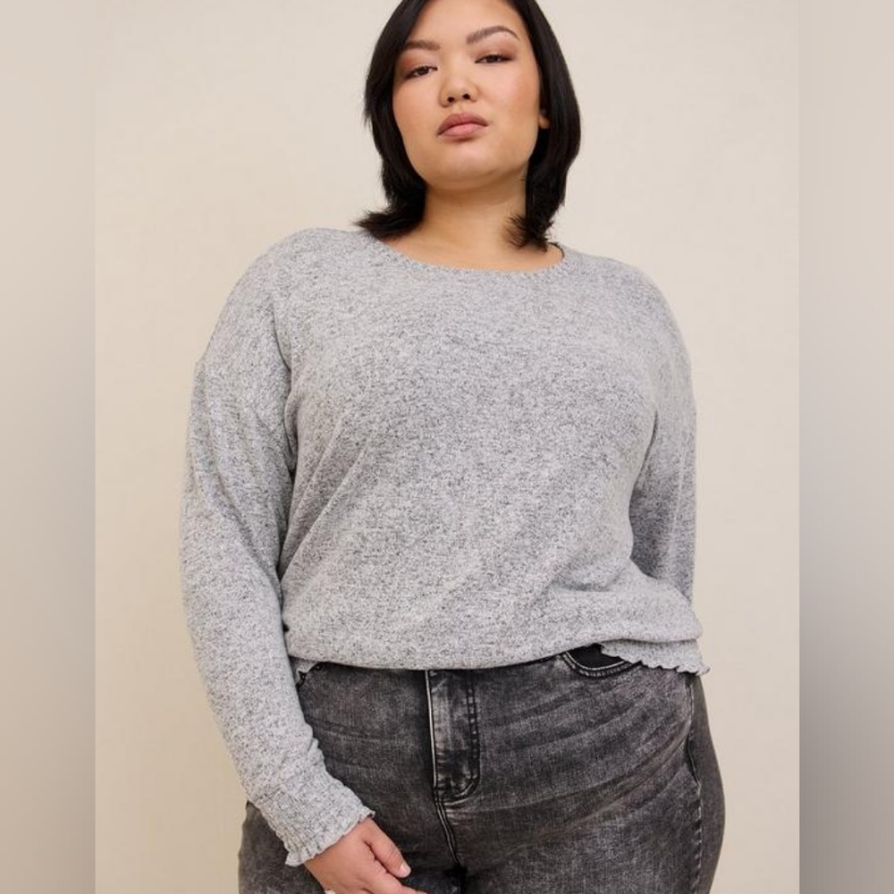 Super Plush Drop Shoulder Smocked Bottom Sweatshirt - SIZE 00/M/L / 10 (D1-23)